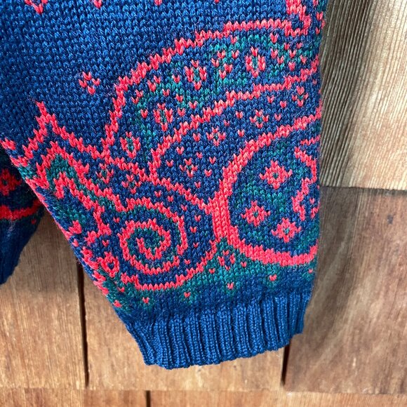 VTG Pendleton Navy Blue & Red 100% Virgin Wool Cardigan in Women's Medium - Picture 9 of 9